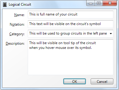 Circuit properties dialog