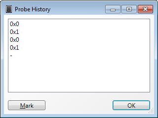 Probe history dialog